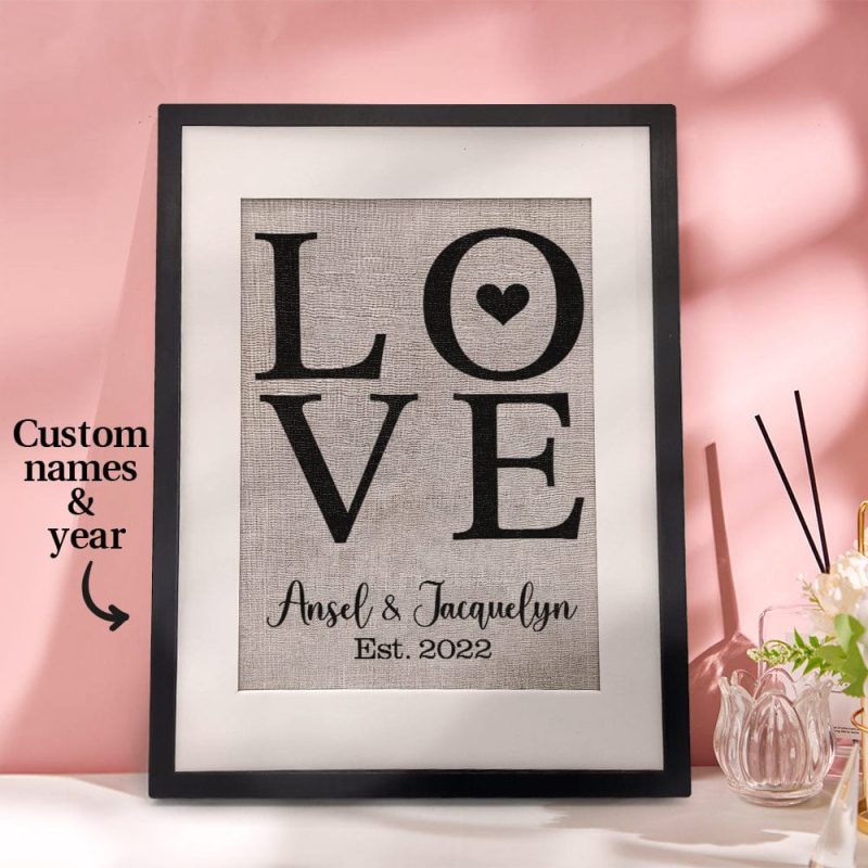 Personalized Wedding Sign Frame “LOVE” Decor Housewarming Anniversary Gift for Couples