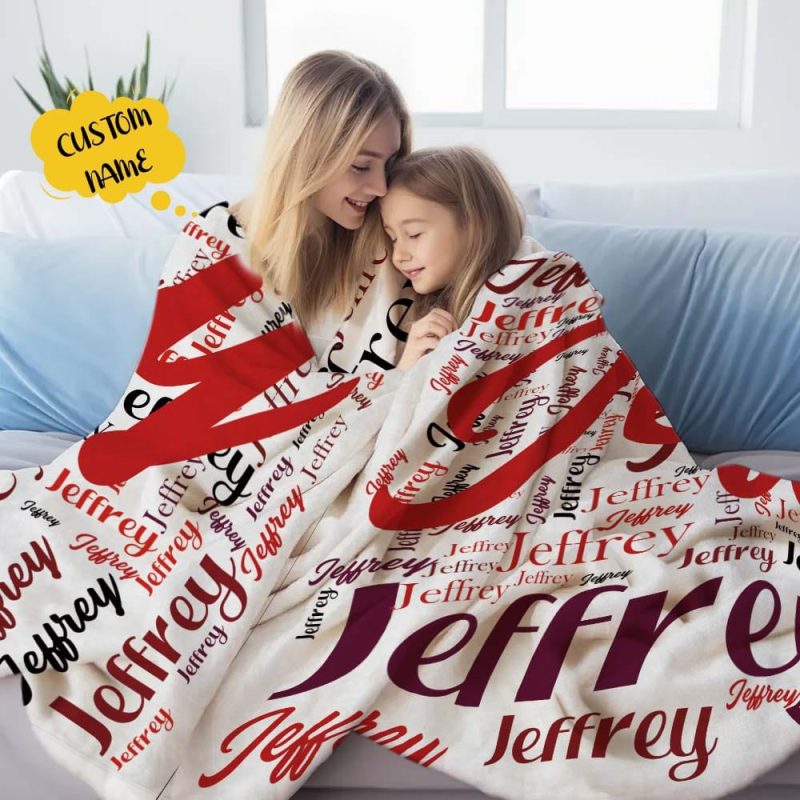 Custom Name Family Blanket Personalized Word Cloud Art Design Blanket Gift for Family