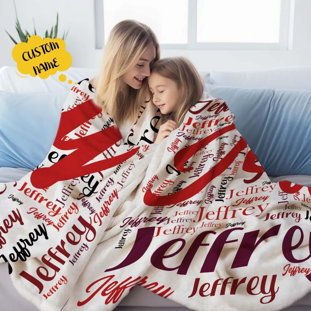 Custom Name Family Blanket Personalized Word Cloud Art Design Blanket Gift for Family