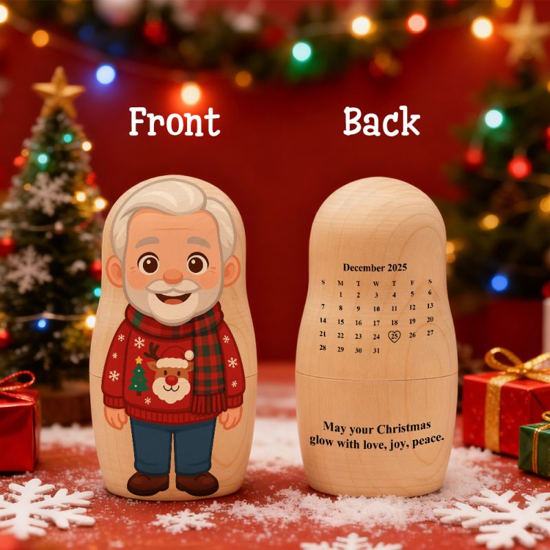 Personalized Portrait Nesting Doll Custom Photo & Calendar Family Portrait Cartoon Style Gift Christmas Gift – soufeeluk