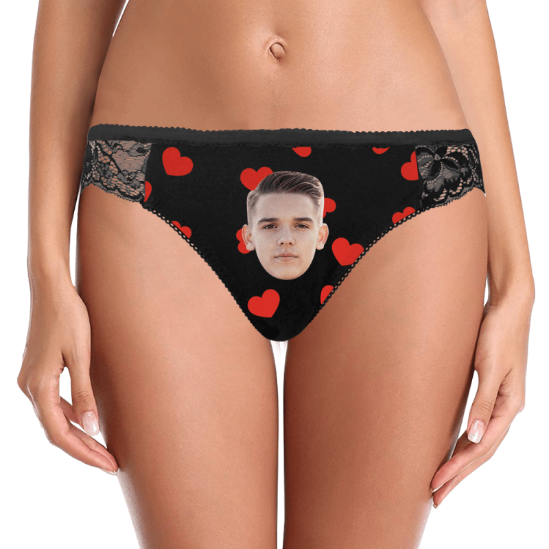 Custom Photo Panty Women Lace Panties with Heart Anniversary Gifts for Girlfriend Valentines Day Gifts