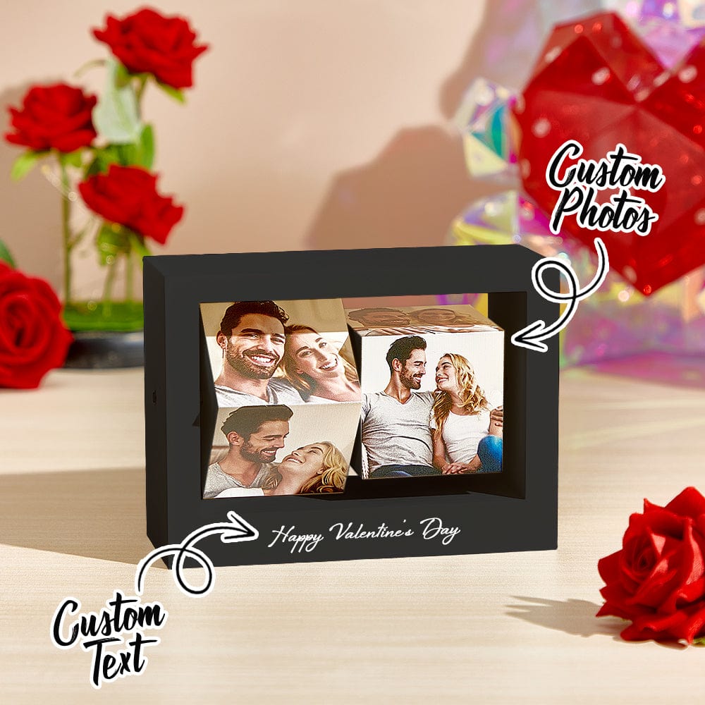 Custom Photo Frame Rotating Photo Cube Stand Valentine's Gifts for Her - Image 2