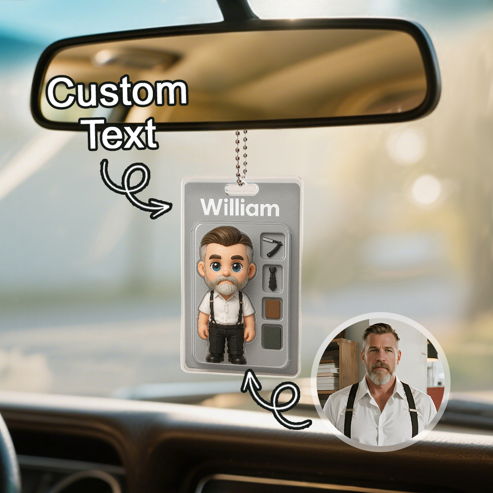 Fully Body Customizable Action Figure Pack Packaging Toy Box Style Art Gift Personalized Acrylic Car Hanger Gift for Him - Image 3