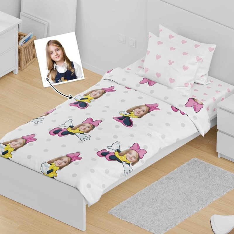Custom Bedding Set Mickey Mouse Minime Personalized Duvet Cover Gifts For Girl