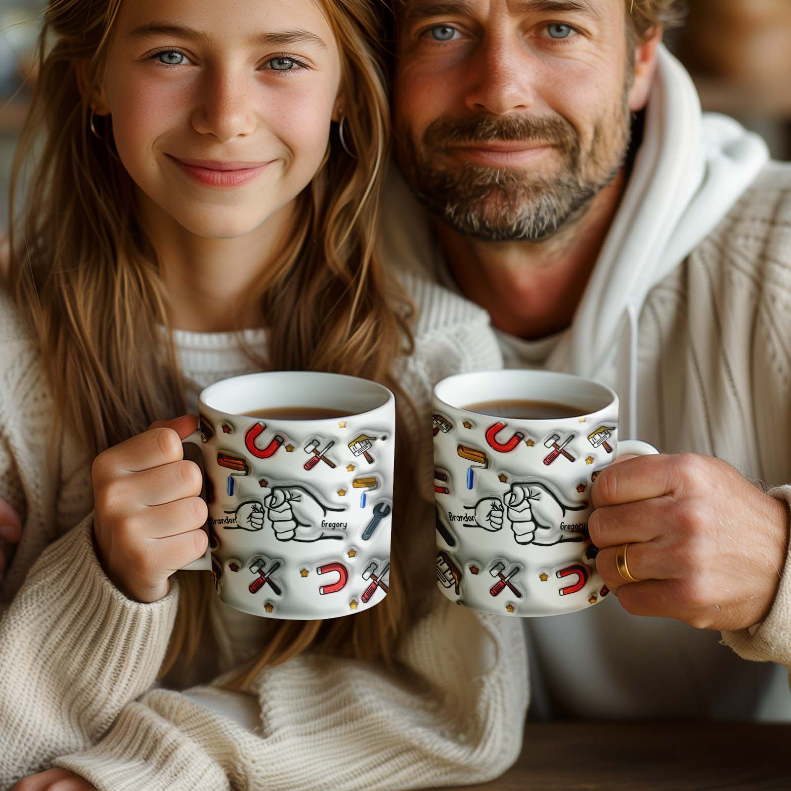 Personalized Name Fist Bump Mug Custom 3D Inflated Effect Printed Mug Father's Day Gifts for Papa - Image 4