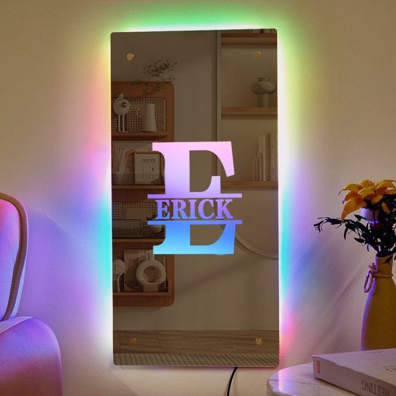 Custom Letter Wall Mirror Light Monogram Family Gift
