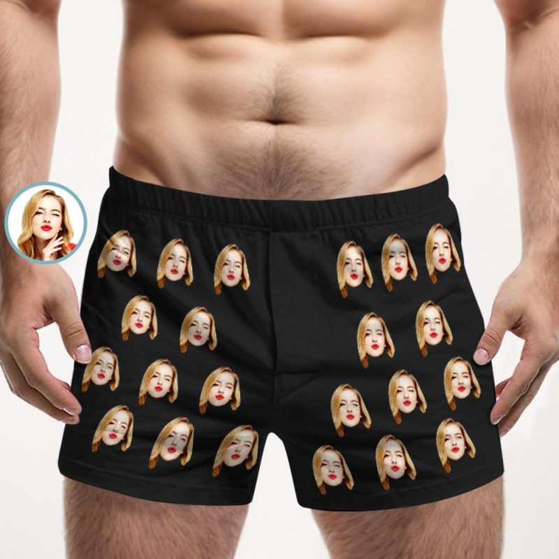 Custom Girlfriend Face Multicolor Boxer Shorts Personalized Photo Underwear Gift for Him