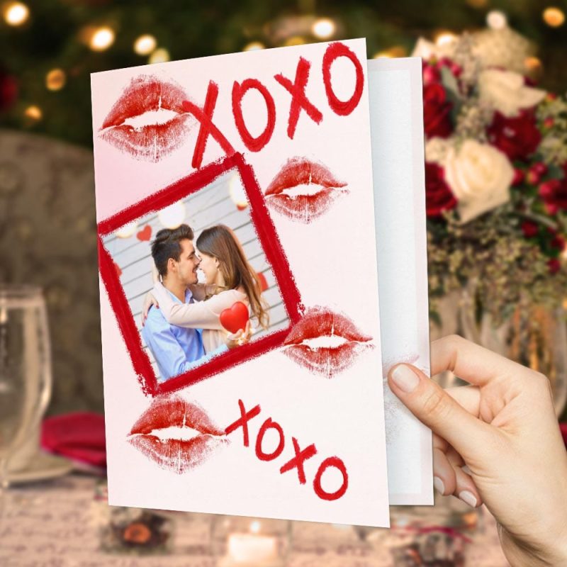 Custom Valentines Cards XOXO Photo Valentine’s Day Card Gifts For Girlfriend Boyfriend
