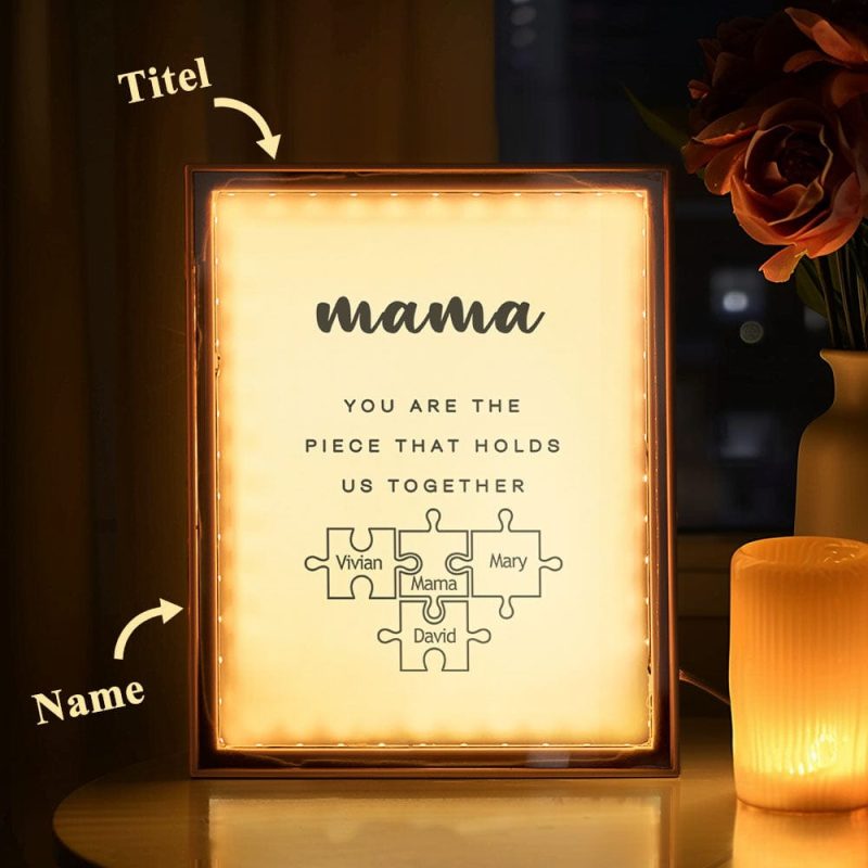 Personalized Name Mirror Light Custom Mama You Are The Piece That Holds Us Together Night Light for Mama