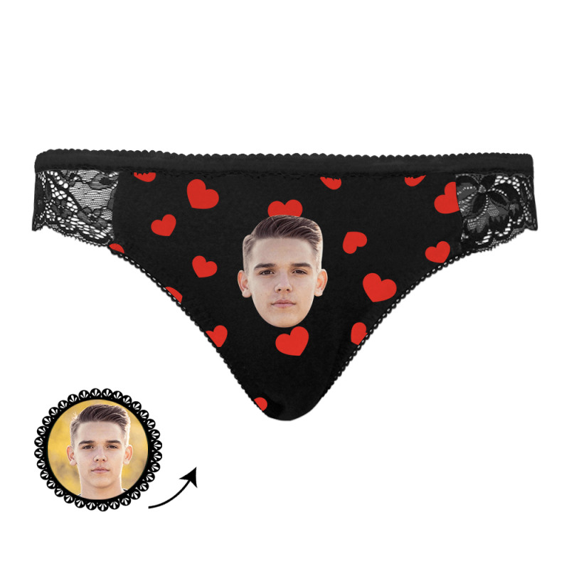 Custom Photo Panty Women Lace Panties with Heart Anniversary Gifts for Girlfriend Valentines Day Gifts