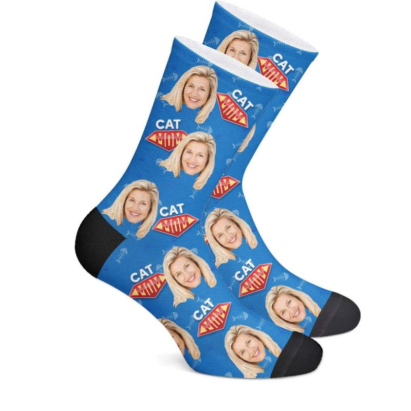 Cat Mom Fift Custom Face Socks Cat Memorial Gift Christmas Gift