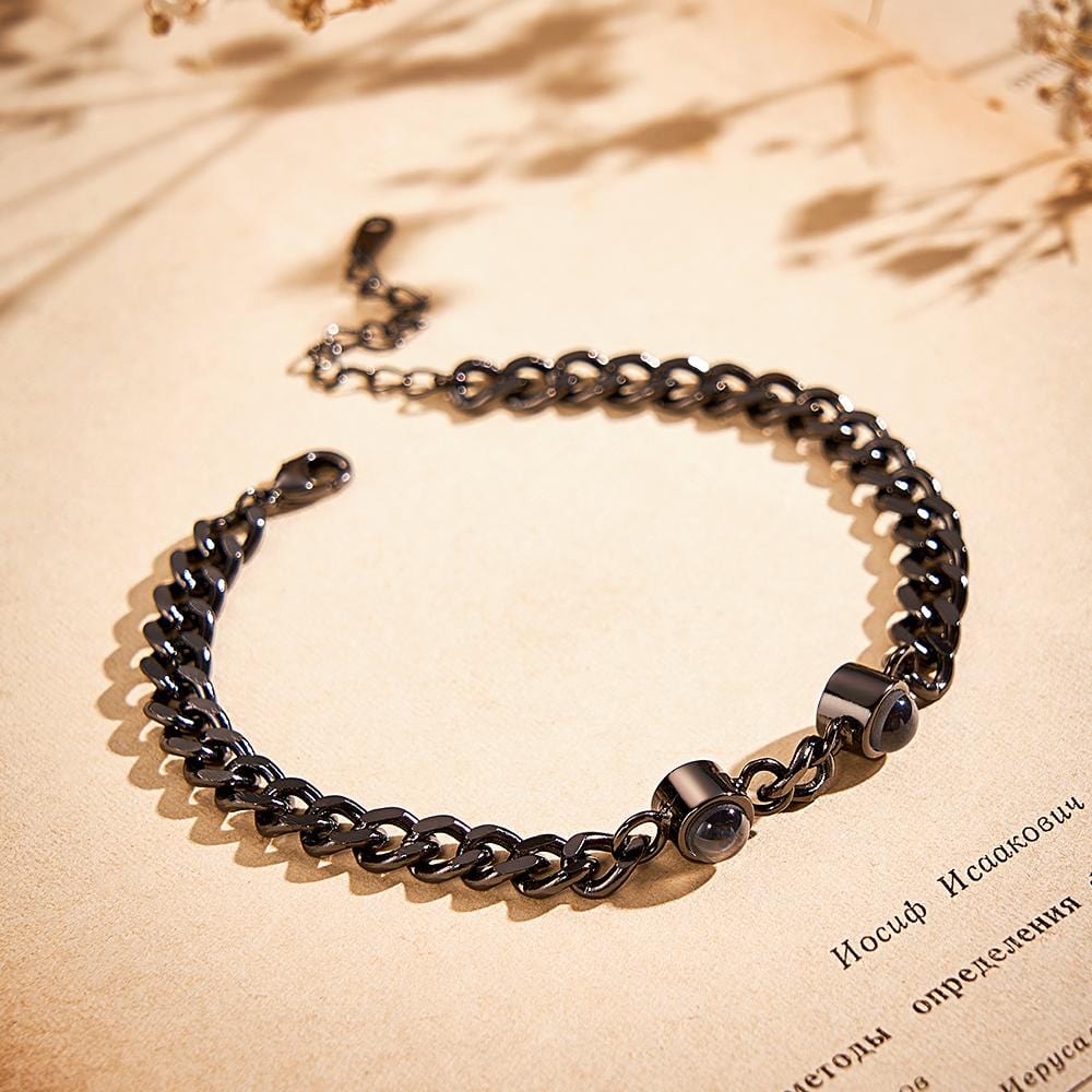 Custom Photo Projection Bracelet Personalized Double Bead Adjustable Bracelet Gifts For Couple - Image 2