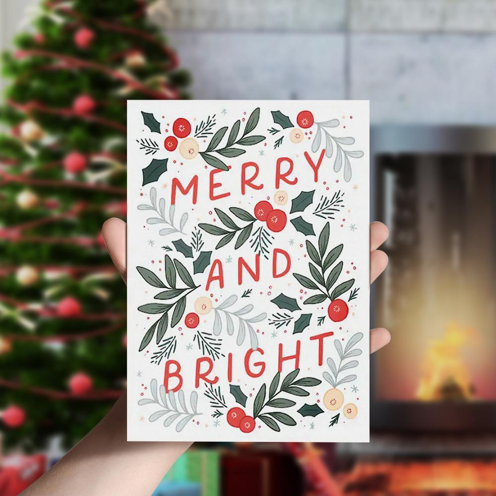 Merry and Bright Christmas Card Family Christmas Card -Vertical Card - Image 2