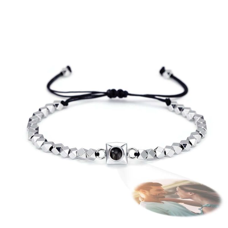 Custom Square Projection Bracelet Special Shaped Beads Gift for Him