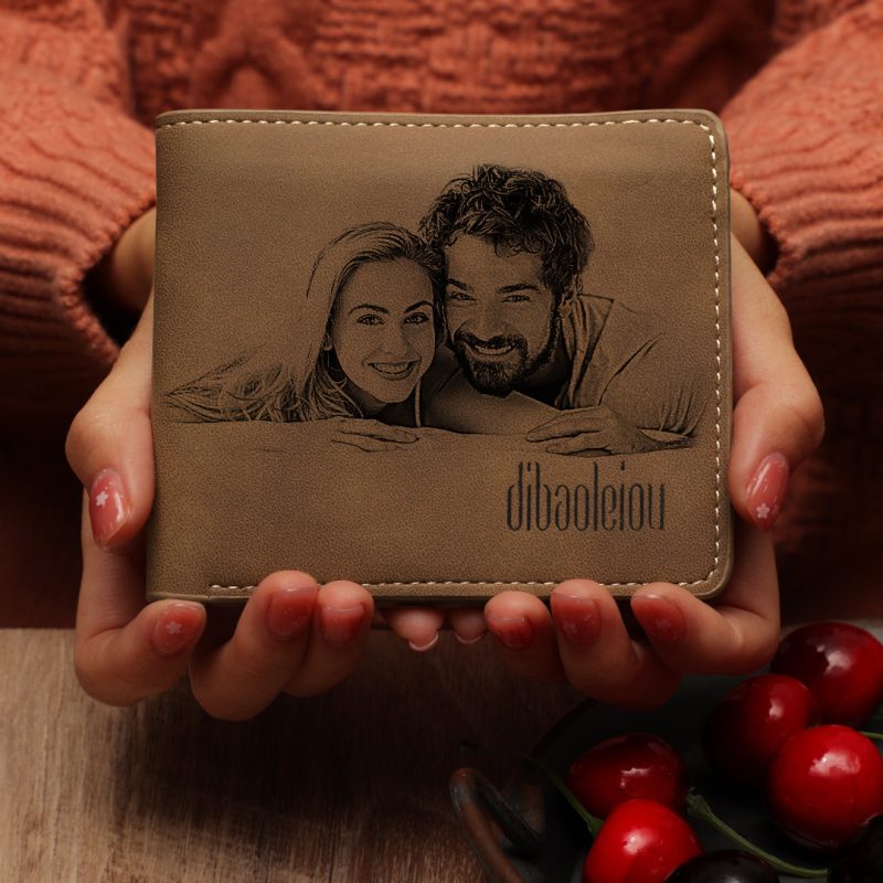 Custom Photo Engraved Short Wallet | Anniversary Gifts