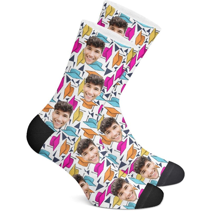 Graduation Socks with Grad Cap Graduation Gifts Personalized Face Sock