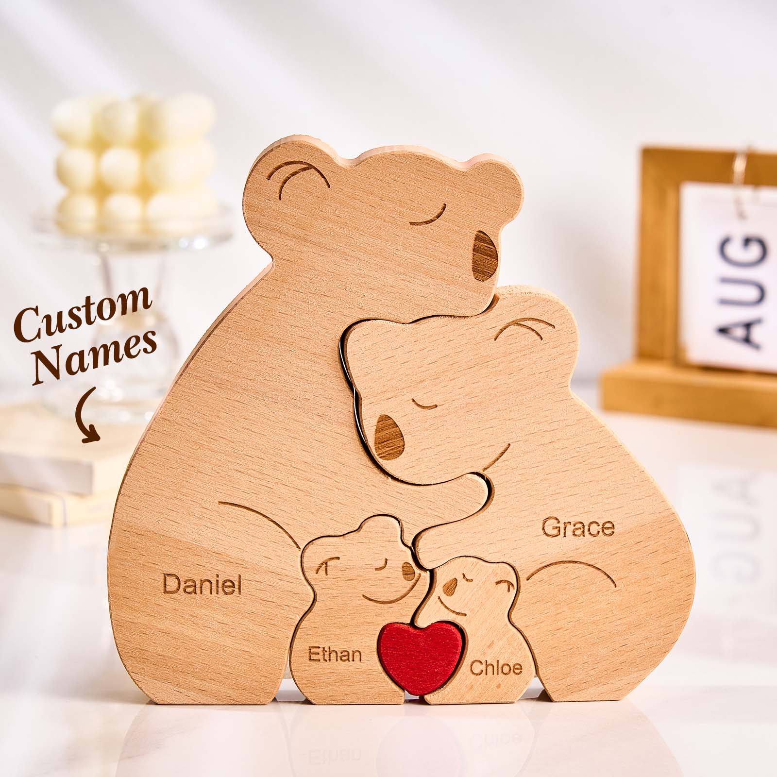 Custom Family Name Koalas Wooden Puzzle Xmas Gifts For Family