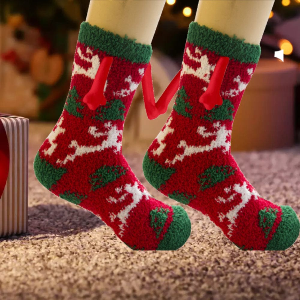 Christmas Couple Socks Magnetic Hand in Hand Socks Couple Christmas Gifts-Elk