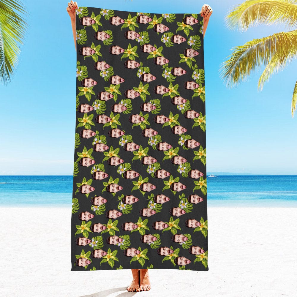 Personalized Beach Towels with Photo Custom Yellow Flower Beach Towel - Image 2