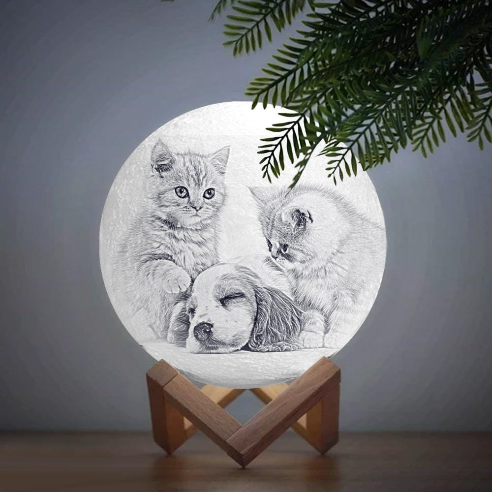 Pet Sympathy Gift Photo Moon Lamp - Tap Three Colors - Image 2