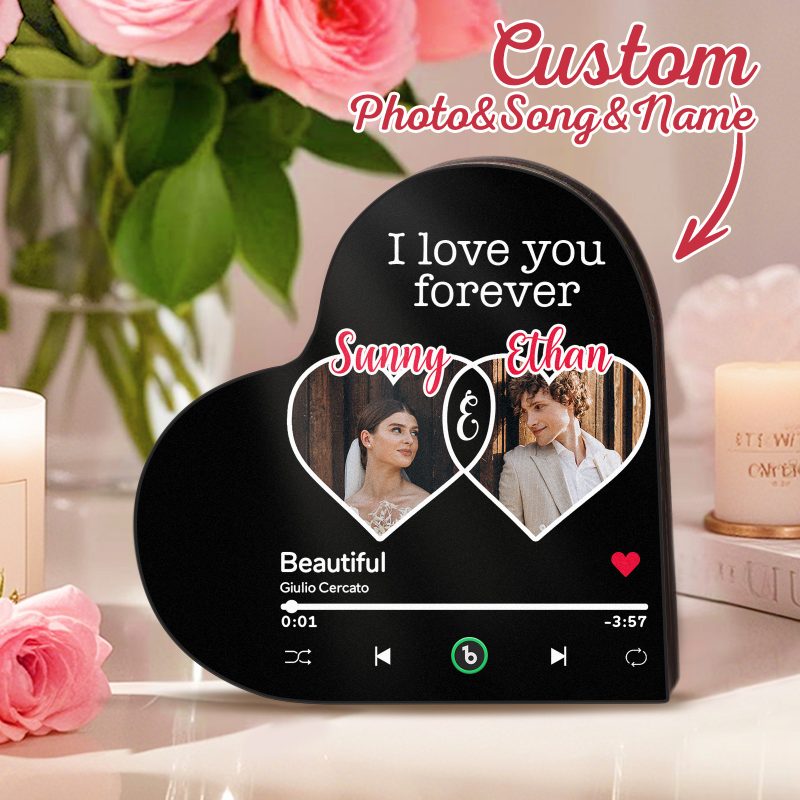 Custom Heart-Shaped Music Fridge Magnet Eternal Love Photo Frame Magnet Personalized Gift for Couples