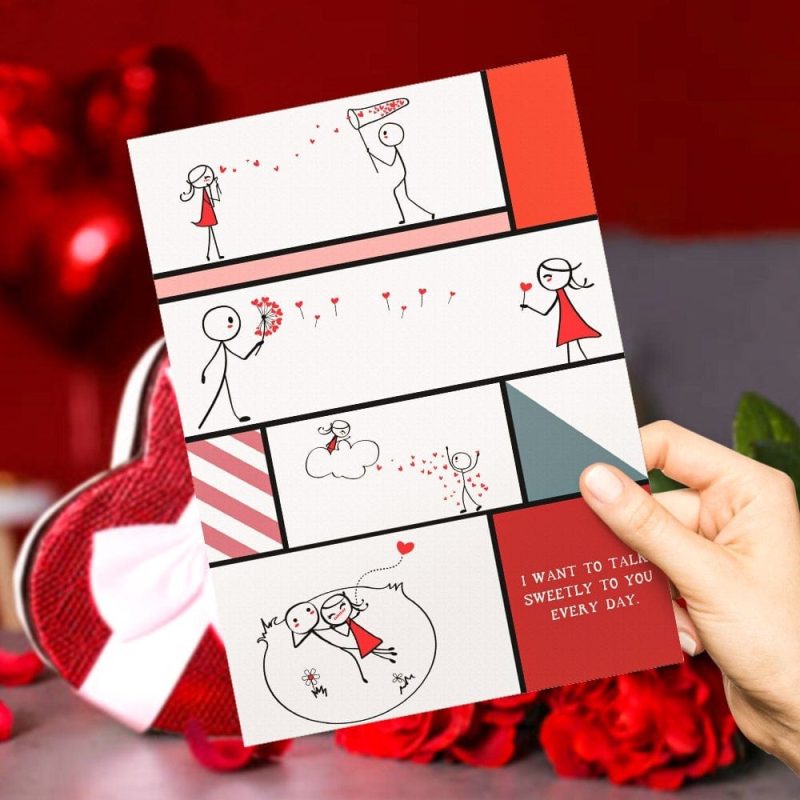 Custom Anniversary Card Boy Meet Girl Card Comic Greeting Card