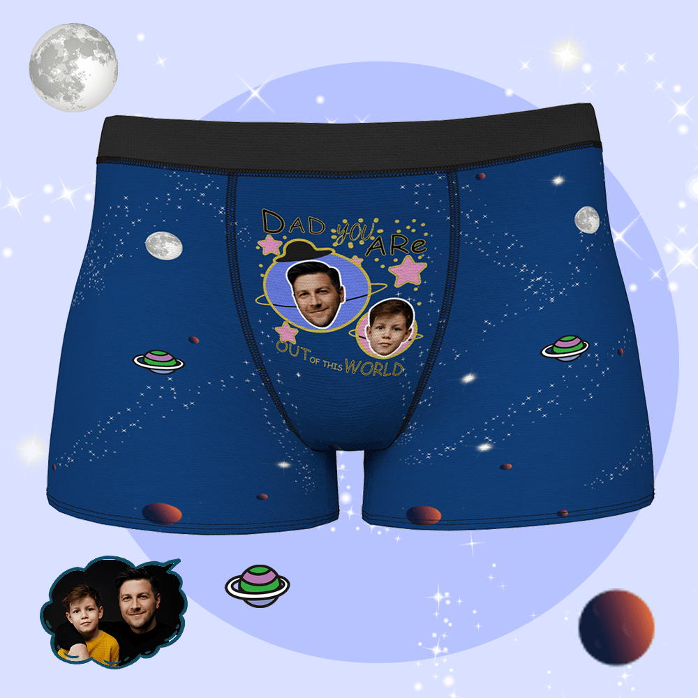 Personalized Photo Underwear for Men Best Father's Boxer Briefs - OUT OF THIS WORLD