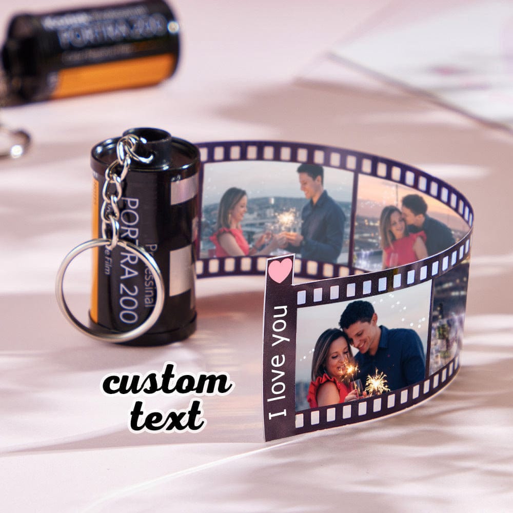Custom Picture Roll Keychain Keychain With Text Couple's Gift - Image 2