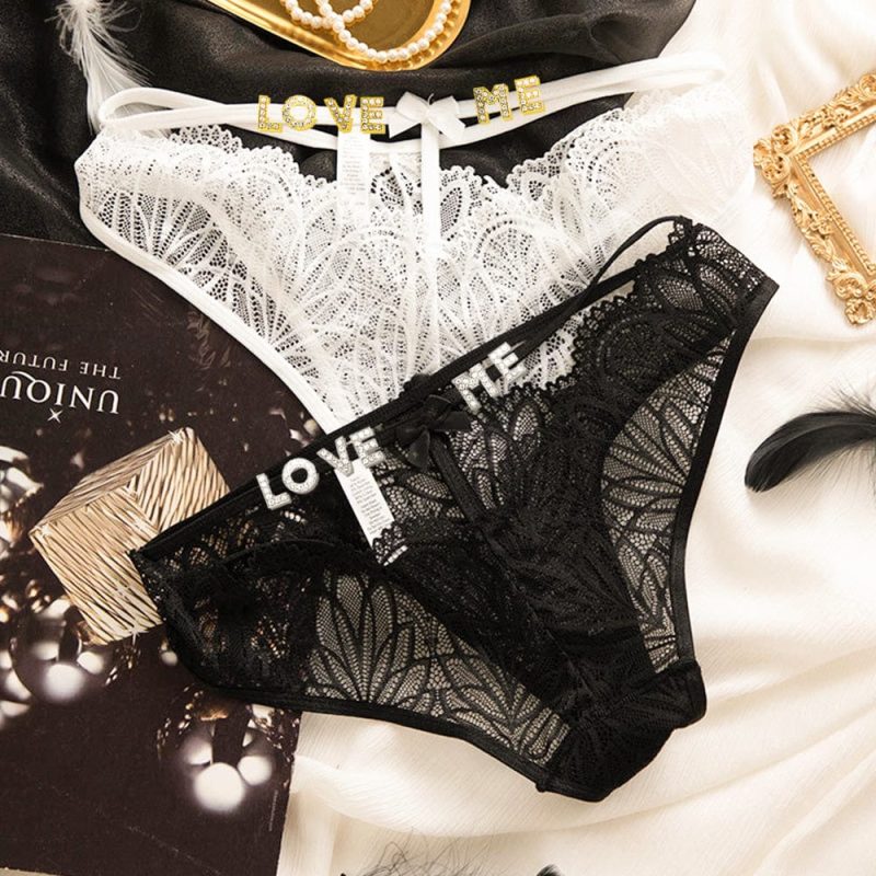 Custom Lace Women’s Low Rise Triangle Pants with Letters Name Sexy Underwear Valentine’s Day Gift