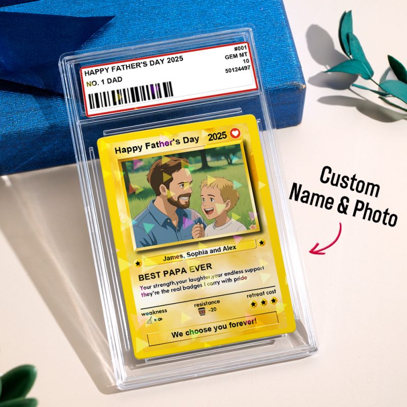 CUSTOM ANIME PHOTO Father’s Day Card, Father’s Day Gift for Grandpa, New Grandpa Gift, Dad Wallet Card, Super Hero Dad Gifts, Game Dad CardUS