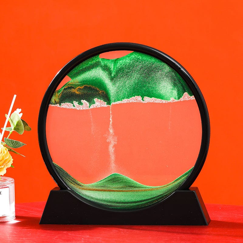 Deep Sea Moving Sand Art Black Moving Sand Art With Base Gift for Her-Green