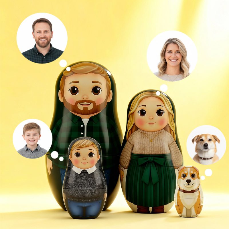 Personalized Portrait Nesting Doll Custom Photo Family Portrait Cartoon Style Gift Photo Anniversary Gift