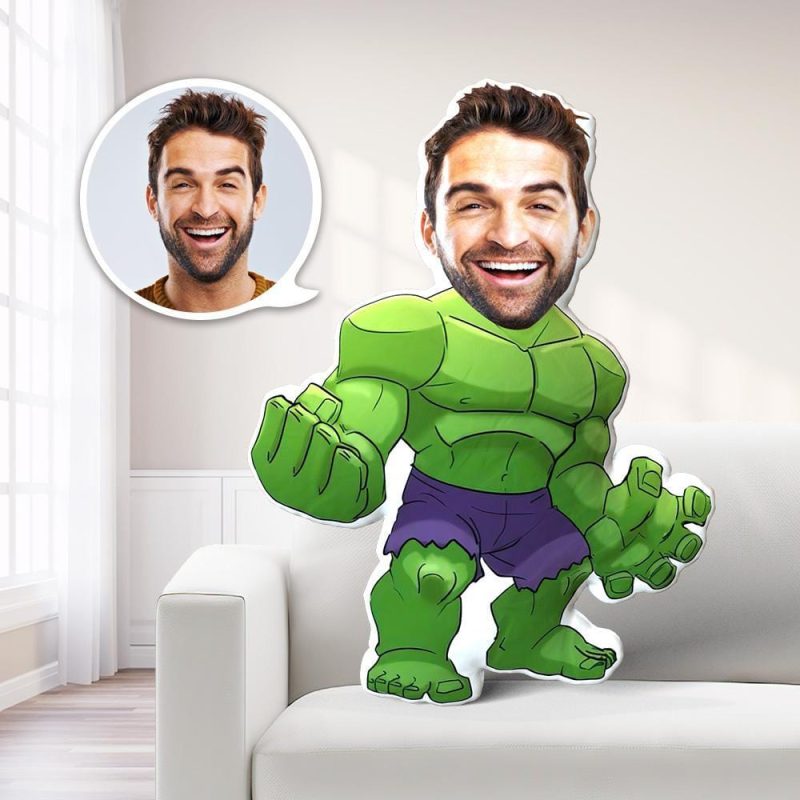 Hulk Gift Face Pillow Custom Dolls Hulk Photo Pillow Minime Pillow Gag Gifts Personalized Birthday Gifts