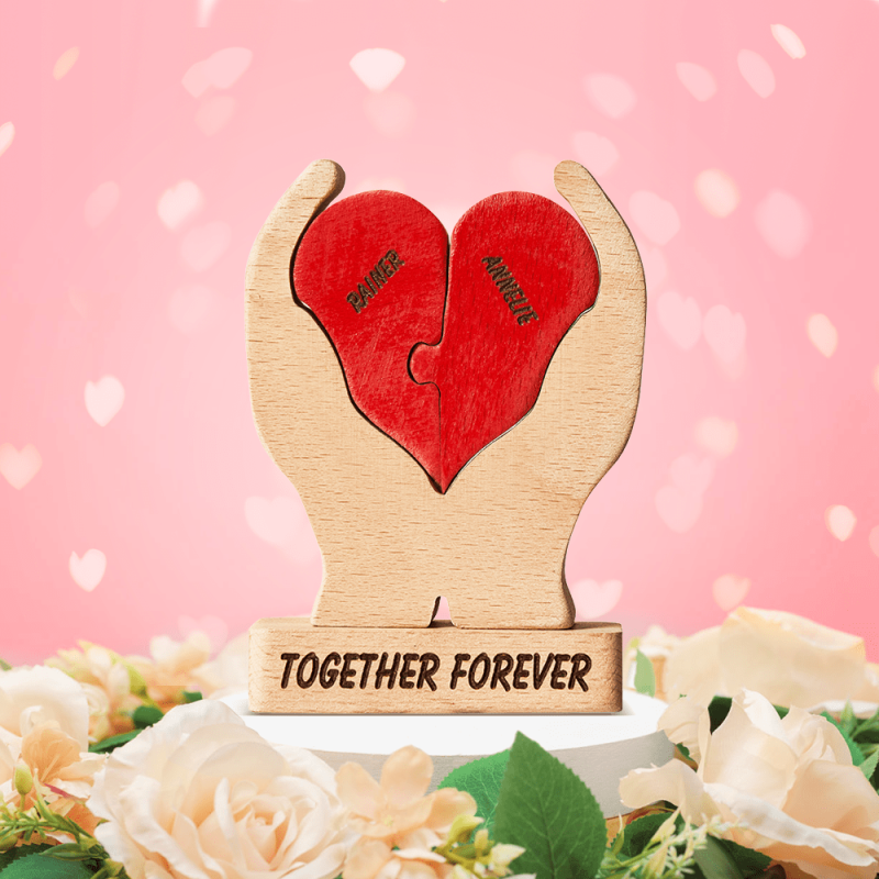 Valentine’s Day Gifts Custom Names Wooden Heart Family Puzzle Home Decor