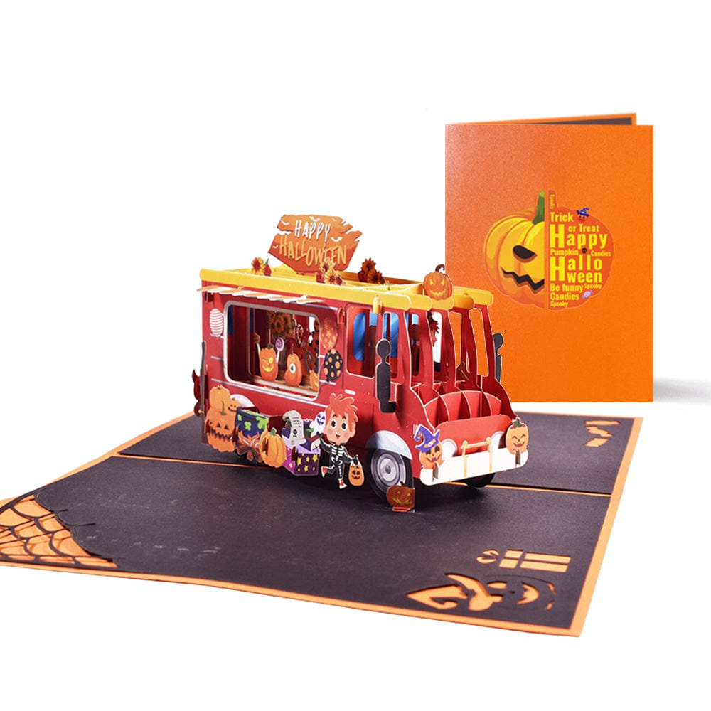 Halloween 3D Pop Up Card Pumpkin Car Pop Up Greeting Card - Image 2