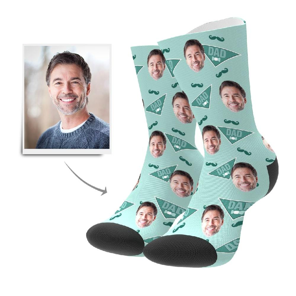 Father's Day Socks Funny Father's Gift Face Socks Custom Socks For Him - Mustache
