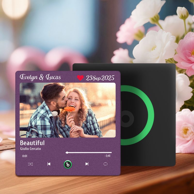 Personalized Music Fridge Magnet with Photo & Playable Song Unique Gift for Couple