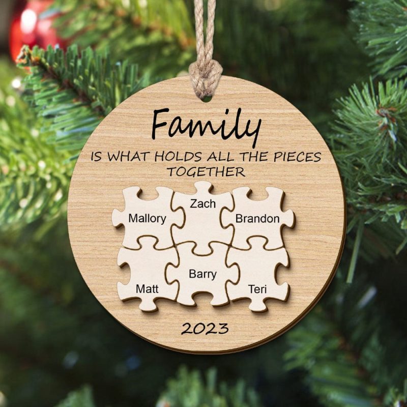 Custom Name Puzzle Christmas Ornament Personalized Wooden Christmas Tree Family Ornament Gifts