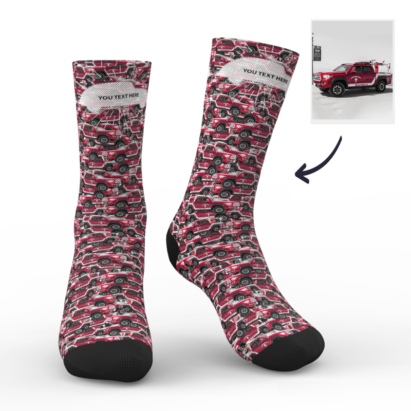 Custom Photo Socks Car Mash With Your Text