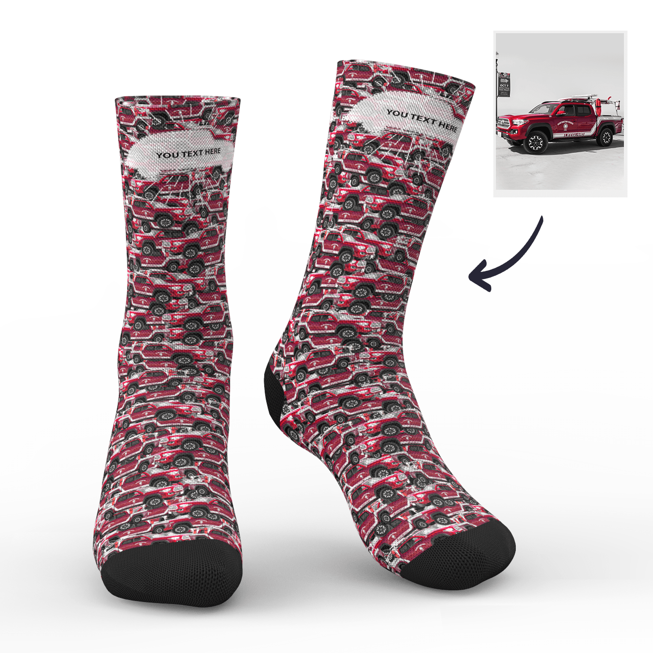 Custom Photo Socks Car Mash With Your Text