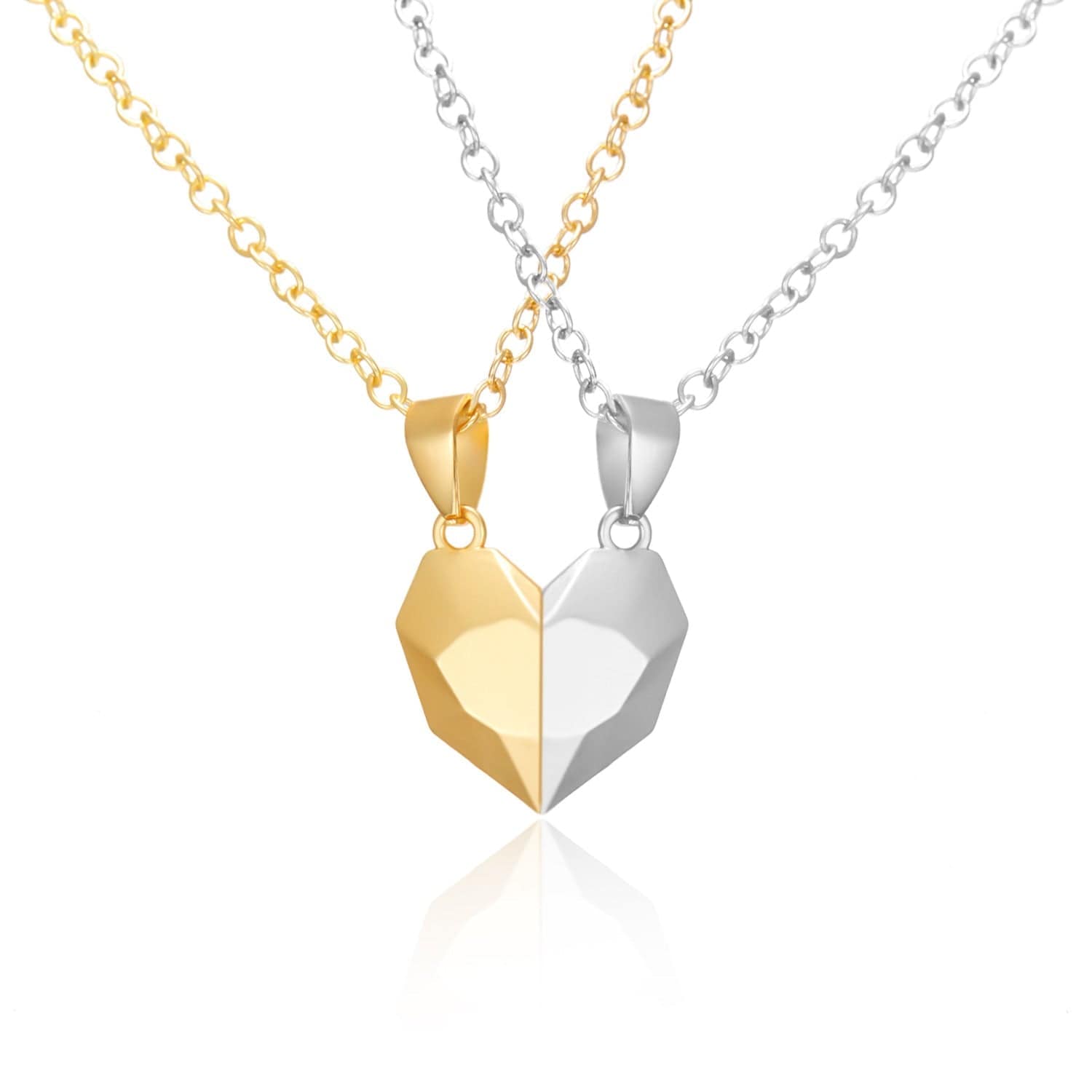 Magnetic Heart Necklace Matching Necklaces For Boyfriend And Girlfriend Valentines Gift For Couple - Gold - Image 2
