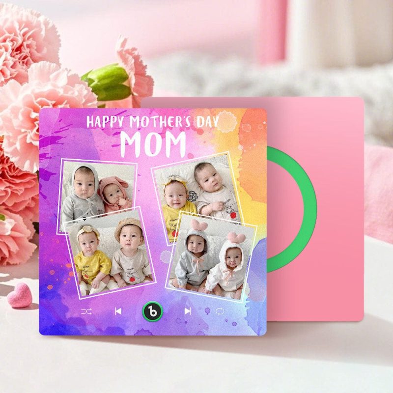 Custom Music Fridge Magnets That Plays Music with 4 Photos Mother’s Day Gifts for Mum