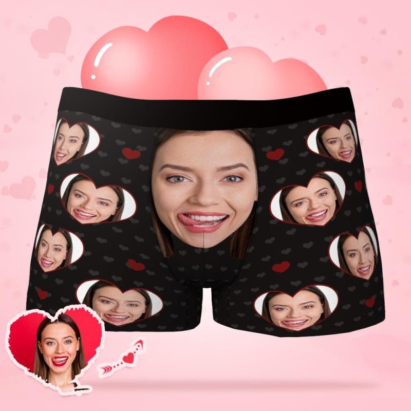 Personalized Gift For Boyfriend Face Boxer with Heart Valentine’s Day Gifts