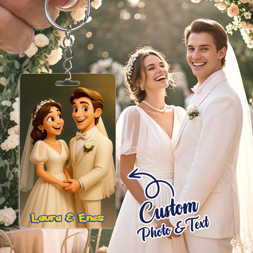 Custom Classic Anime Style Couple Keychain Perfect Gift Personalized Cartoon Gift with Photo & Text Acrylic Keychain GiftUS - Image 2