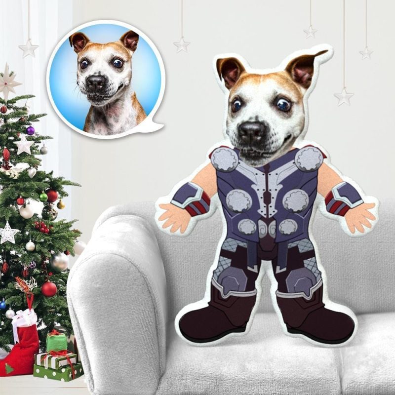 Custom Stuffed Animals Dog Face Pillow Pet Photo Pillow Gifts for Dog Lovers Thor Costume