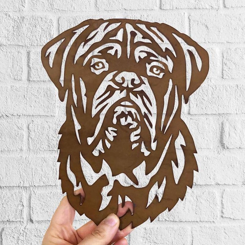 Dog Metal Wall Art Hanging Home Decor Dogue de Bordeaux Puppy Pet