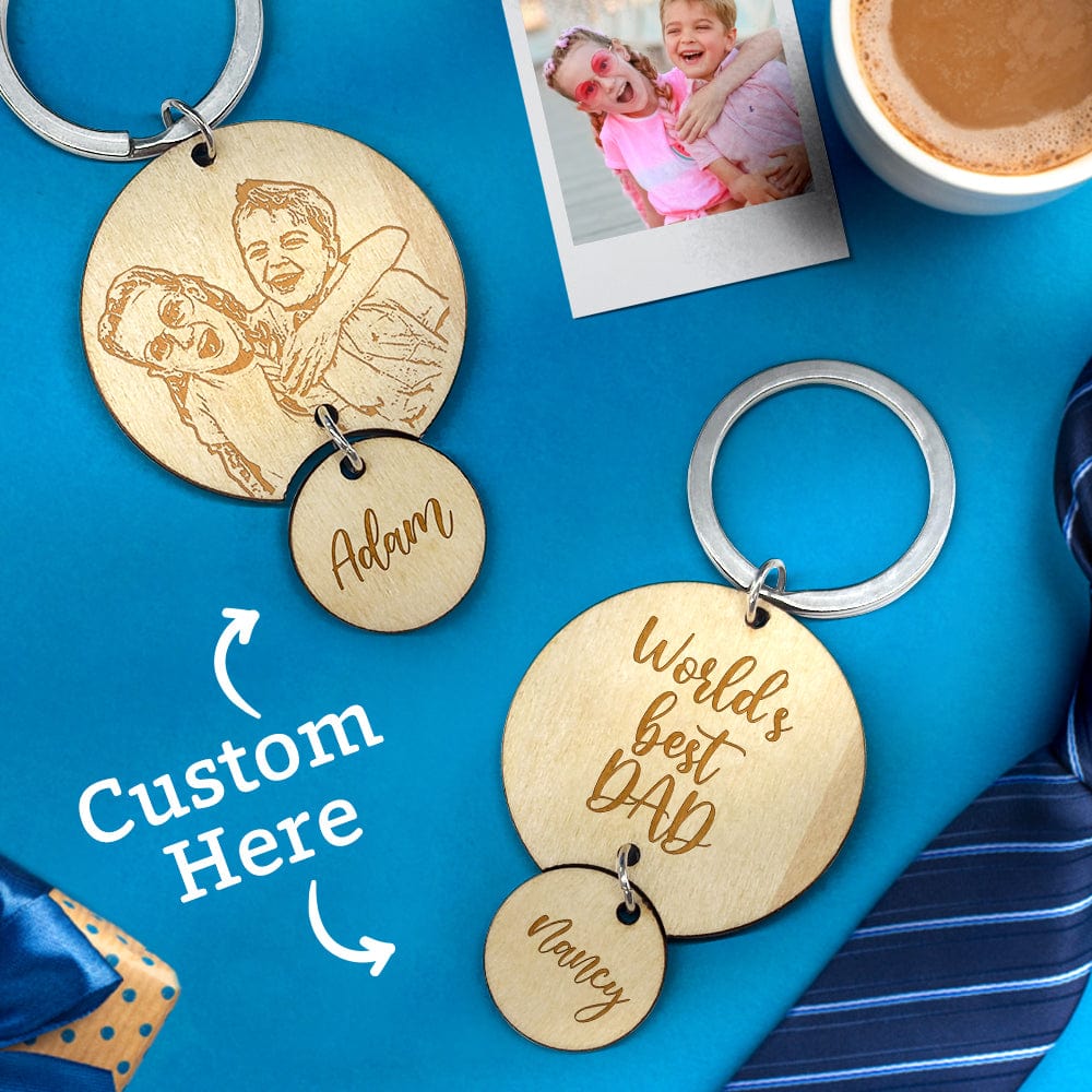 Personalized Photo Name Keychain The World's Best Dad Keychain Father's Day Birthday Gift for Dad Grandpa