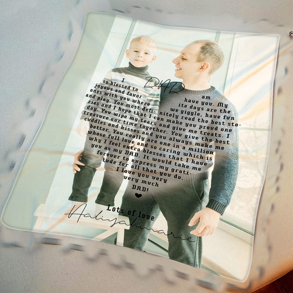 Father's Day Gift Custom Photo Blanket with Message the Best Gift for Dad - Image 2