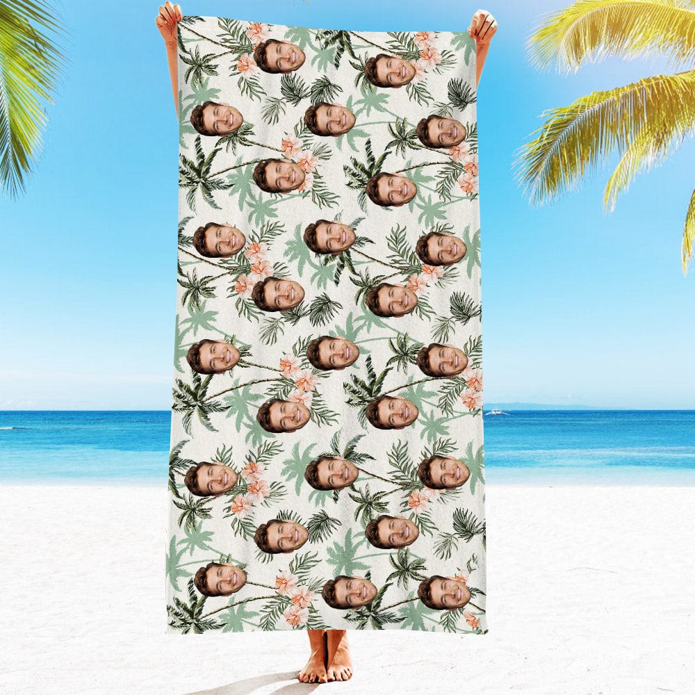 Personalized Beach Towels with Photo Custom Summer Trees Beach Towel - Image 2