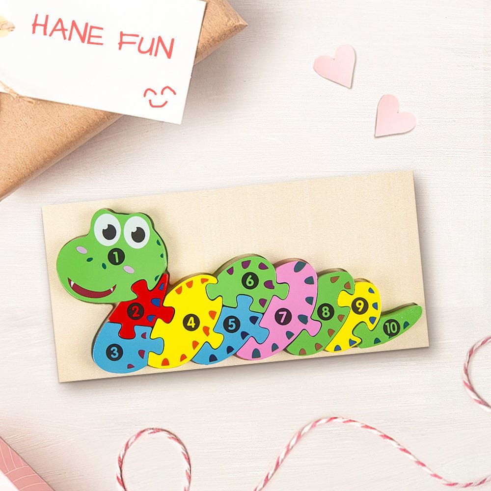 Wooden 3D Jigsaw Puzzle Snake Number Block Puzzles Educational Learning Montessori Toys for Toddlers